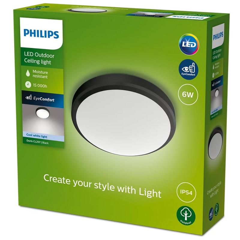 Philips Superslim Deckenleuchte Schwarze Licht warmweißes LED myLiving ø43cm