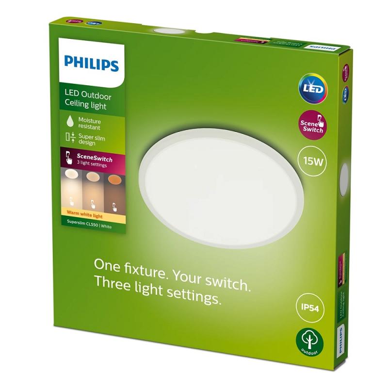 Philips SuperSlim LED IP54 Ø 25cm in weiß 4.00K universalweißes Licht