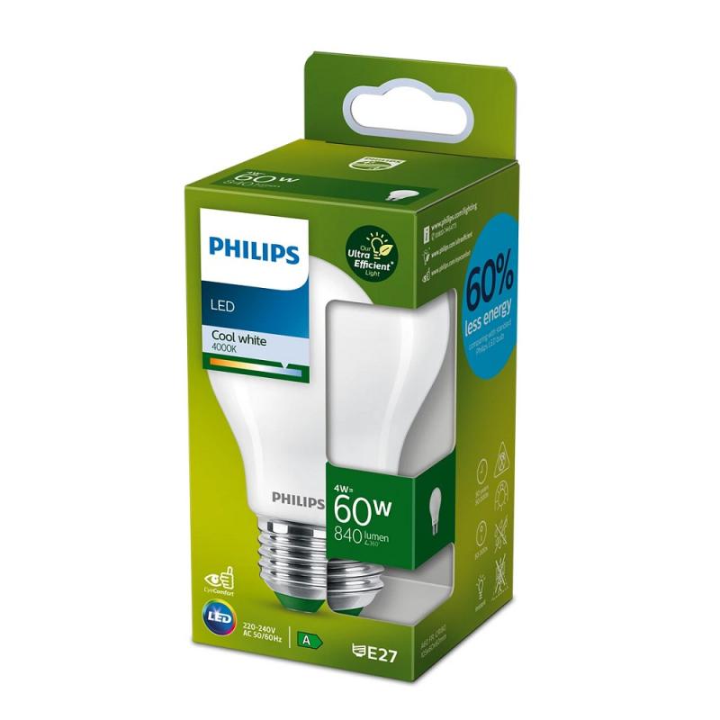 Besonders effiziente PHILIPS E27 LED Filament Lampe matt 4W = 60W 4000K neutralweißes Licht