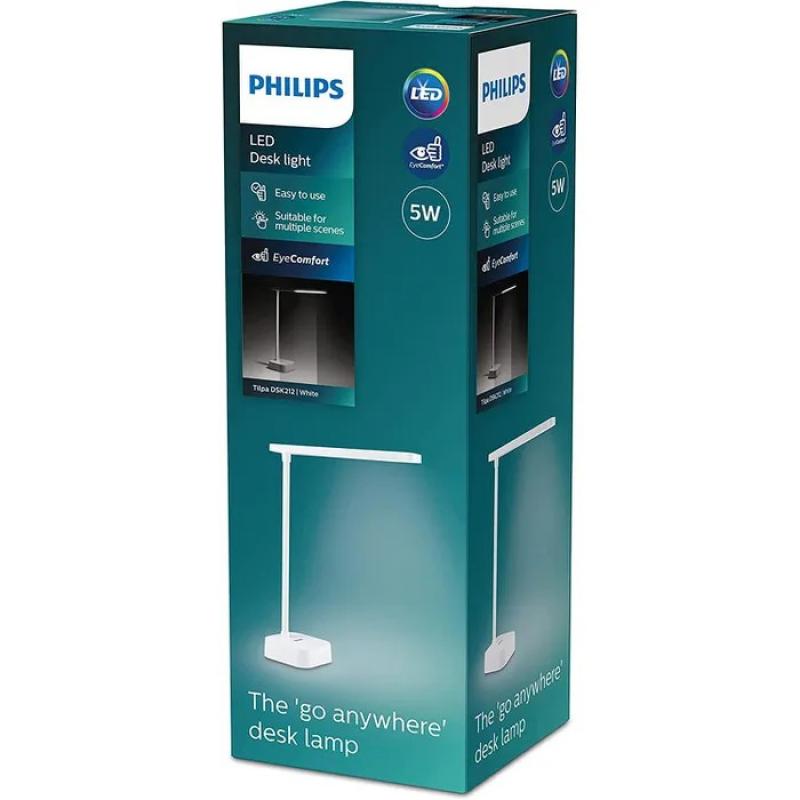 Philips Akku USB LED Schreibtischlampe Tilpa in Weiß dimmbar