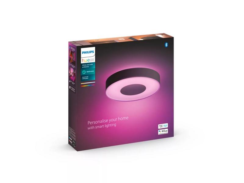 Philips Hue Xamento M Deckenleuchte schwarz 38cm - IP44 Wasserbeständige smarte Badezimmerleuchte