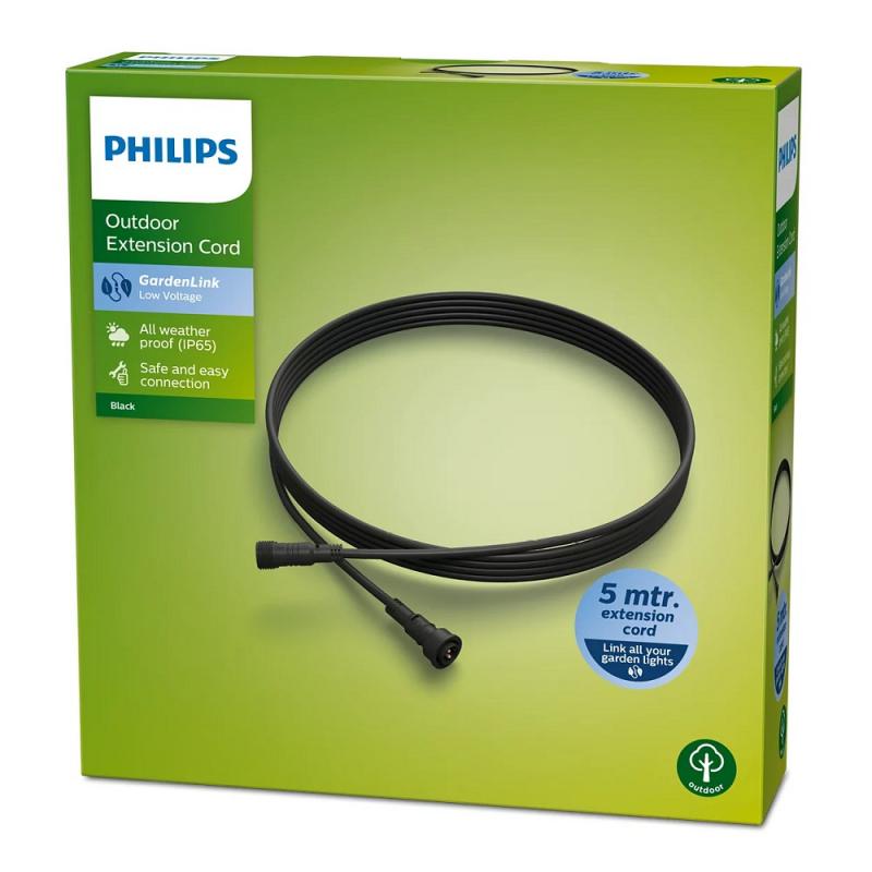 5  Meter Philips NV Verlängerungskabel Gardenlink in Schwarz IP65 12V