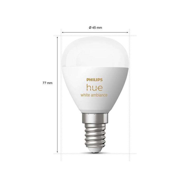 Philips Hue White E14 White Ambiance Tropfen Lampe 5,1W Tunable White - steuerbar via App, kompatibel mit Amazon Alexa