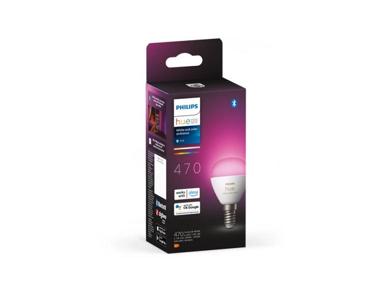 Philips Hue White & Color Ambiance E14 Tropfen Lampe 5,1W - steuerbar via App, kompatibel mit Amazon Alexa