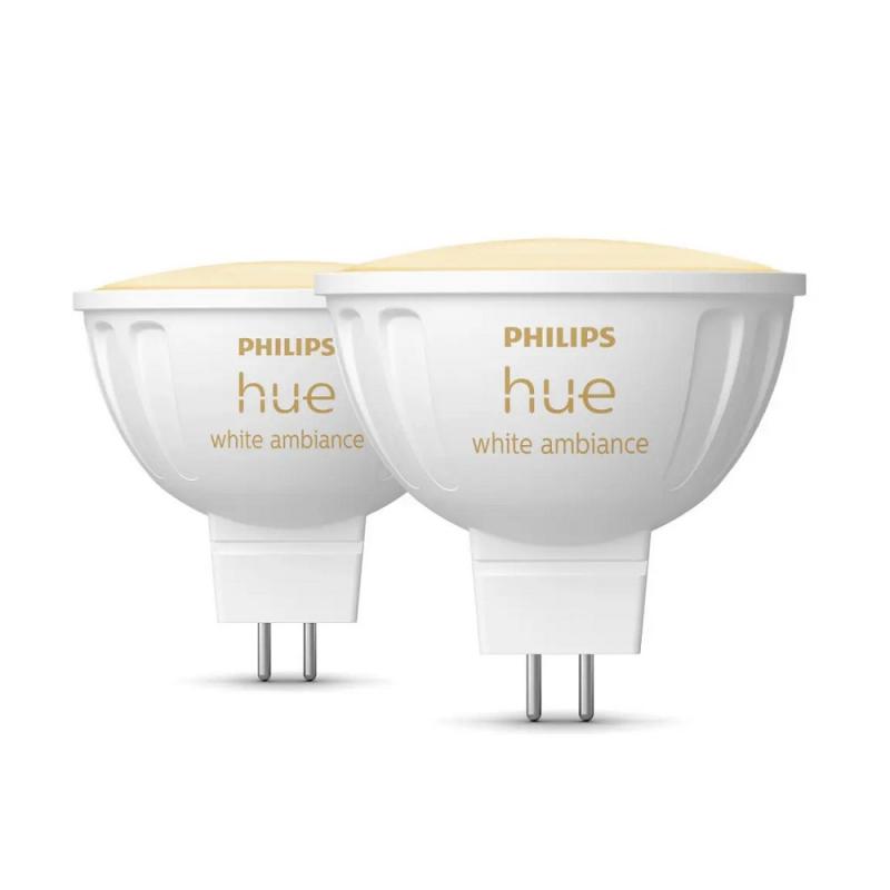 2er Philips Hue LED Spot GU5.3 6,3 Watt Tunable White 2000-6500 Kelvin - steuerbar via App, kompatibel mit Amazon Alexa