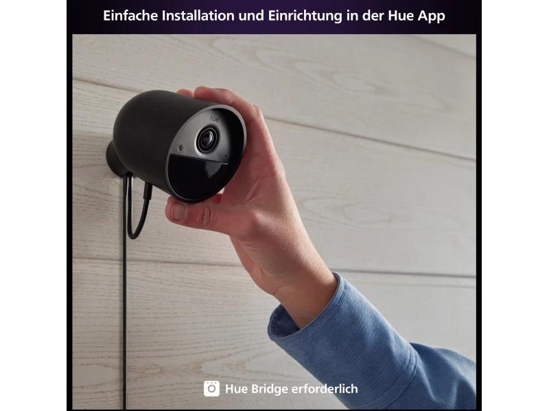 Philips Hue Secure kabelgebundene Smart Home Überwachungskamera Full HD Video drinnen oder draußen schwarz