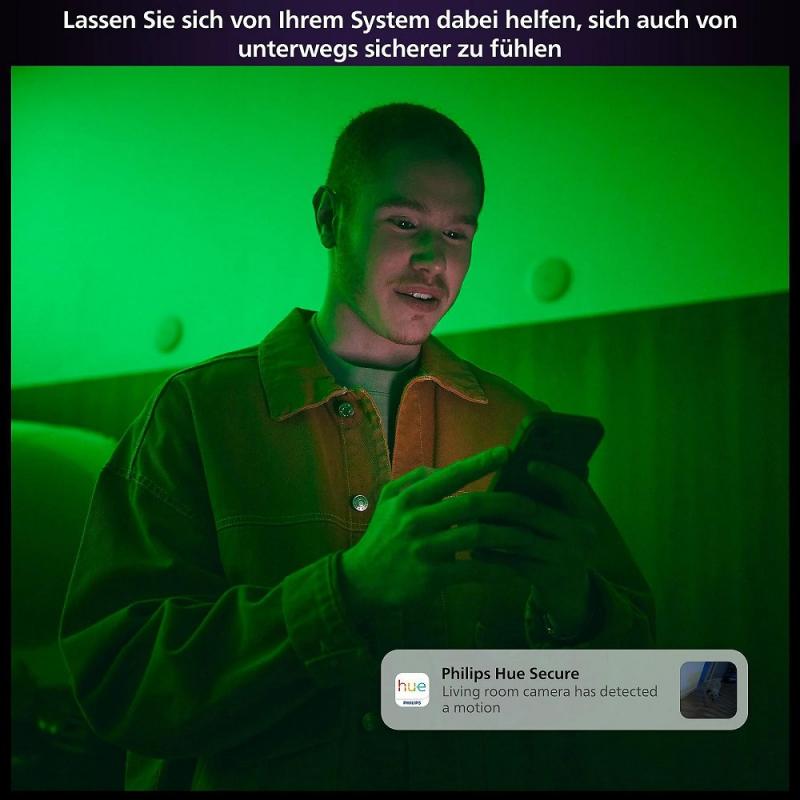 Philips Hue Secure kabellose Smart Home Überwachungskamera Full HD Video drinnen oder draußen weiß Akkubetrieb