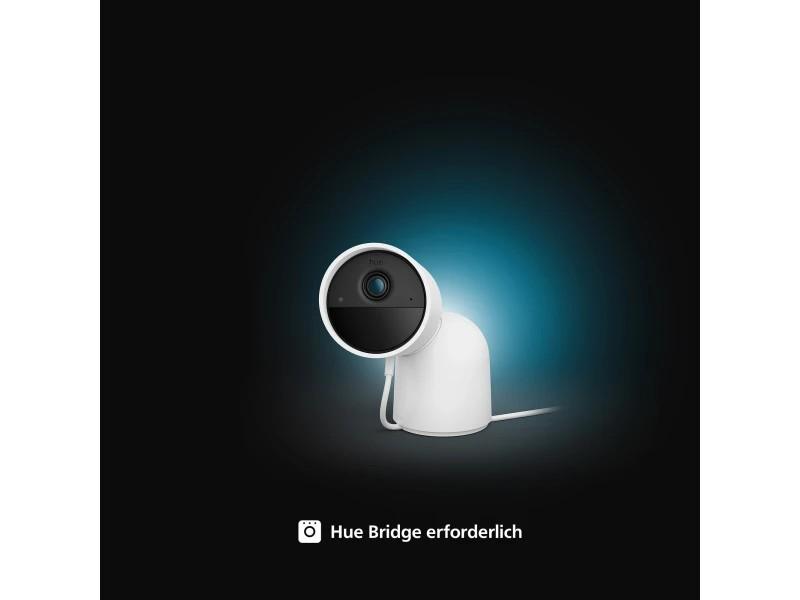 Philips Hue Secure kabelgebundene Smart Home Überwachungskamera mit Standfuß Full HD Video drinnen oder draußen weiß
