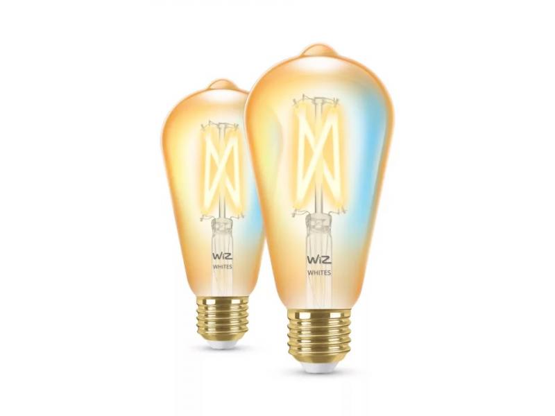 2er Pack WIZ E27 Smarte LED Filament Vintage Lampe Bernstein Tunable White 7W wie 50W WLAN