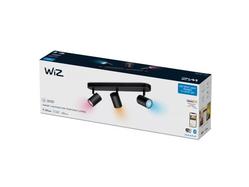 WIZ Smarter 3-flammiger RGB LED Deckenstrahler Imageo in Schwarz WLAN/Wi-Fi Tunable White