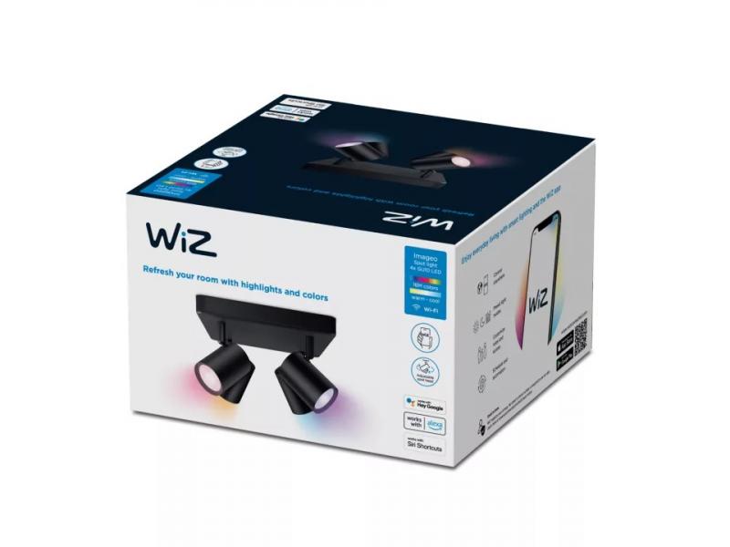 WIZ Smarter 4-flammiger RGB LED Deckenstrahler Imageo quadratisch in Schwarz WLAN/Wi-Fi Tunable White