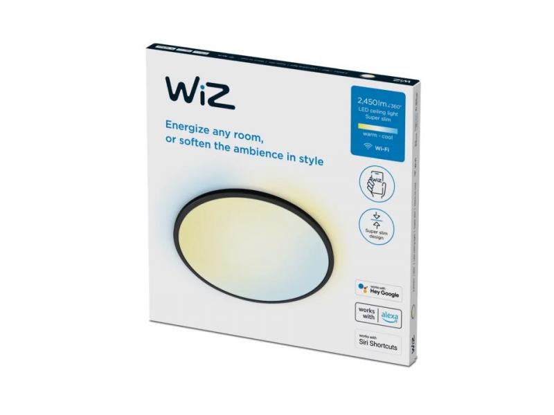 WIZ Smarte Superslim LED Deckenleuchte in Schwarz WLAN/Wi-Fi Tunable White Ø43cm