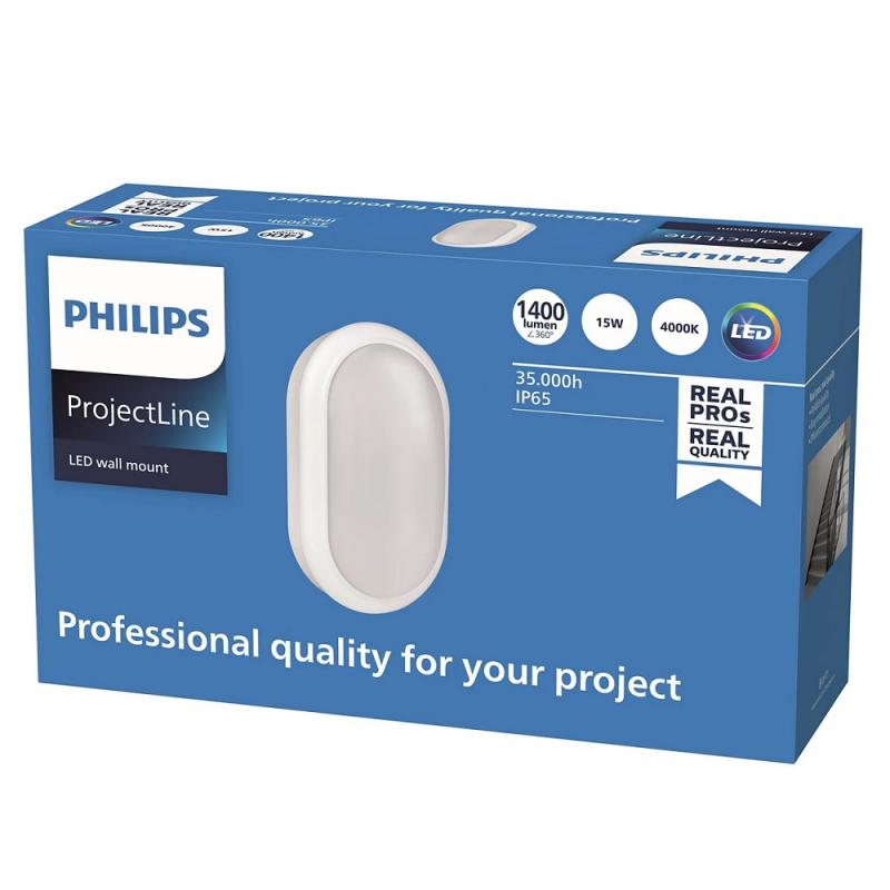 Philips Projectline Außenwandleuchte weiß oval 4000K natürliches weißes Licht IP65