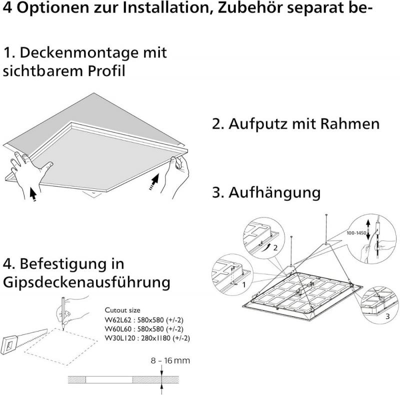 Philips ProjectLine LED Panel 60x60cm 36W 3200lm weiß 4000K UGR22