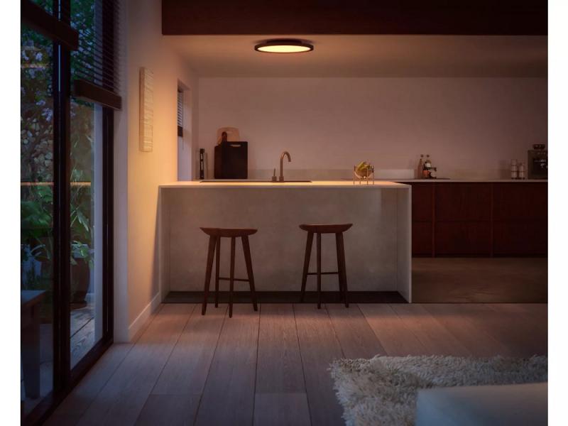 Philips Hue White Ambiance Panelleuchte Aurelle rund mit Dimmschalter / Zigbee oder Bluetooth in Schwarz