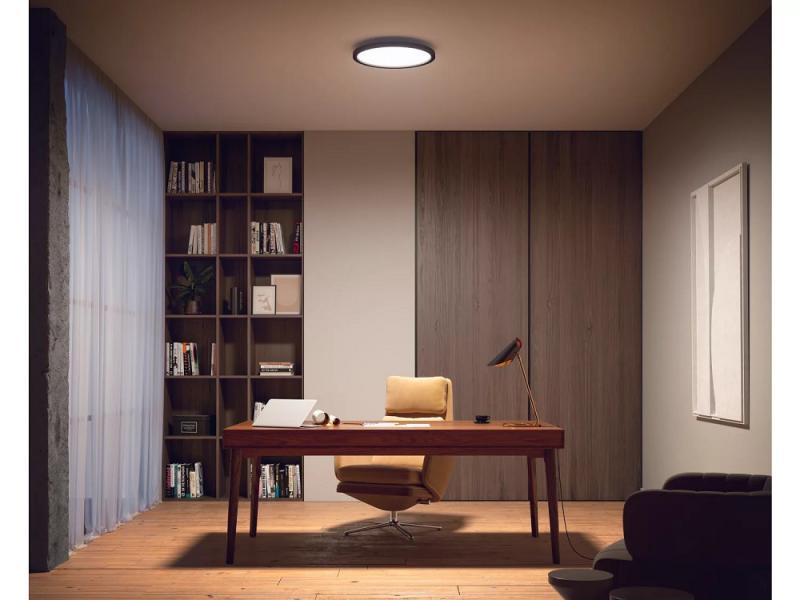 Philips Hue White Ambiance Panelleuchte Aurelle rund mit Dimmschalter / Zigbee oder Bluetooth in Schwarz