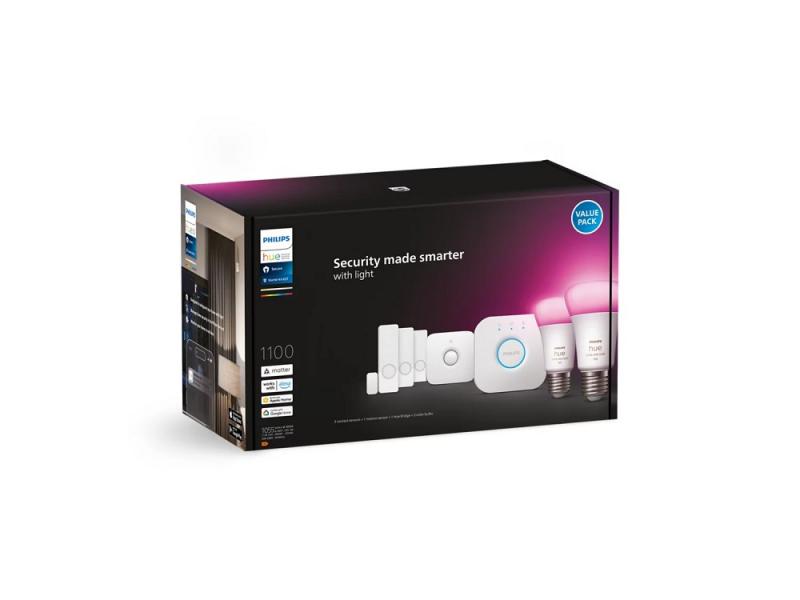 Philips Hue Starter Set mit 2 x E27 RGBW Lampen dimmbar 9W wie 60W & Bridge & Sensoren