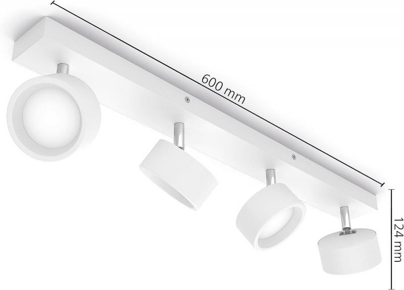 Philips Bracia Moderner 4-flammiger Deckenstrahler schwenkbar in weiß für Wohnraumbeleuchtung