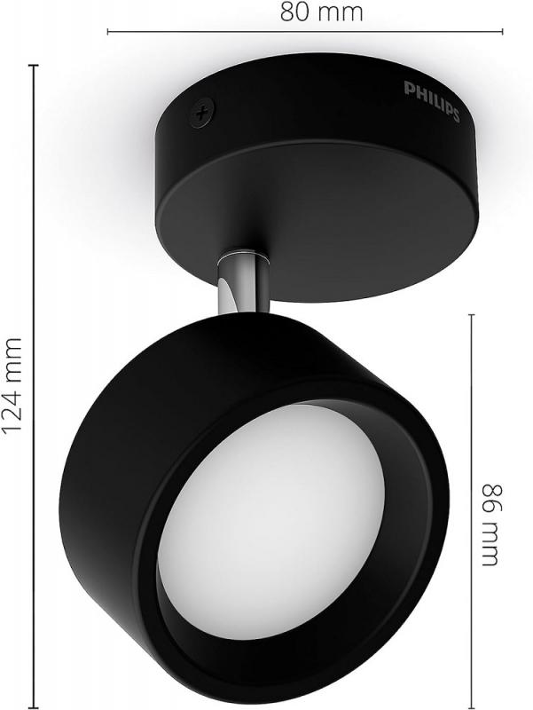 Philips Bracia Moderner 1-flammiger Deckenstrahler schwenkbar in schwarz für Wohnraumbeleuchtung