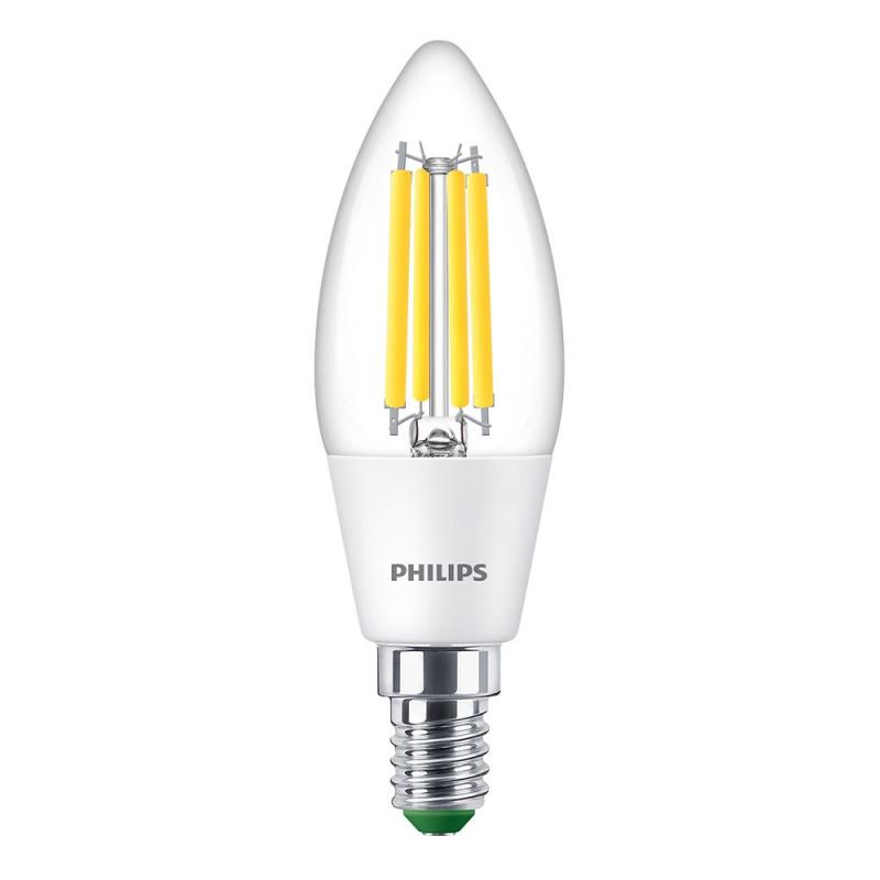 Besonders effiziente PHILIPS E14 LED Filament Kerzenlampe 2,3W = 40W 4000K neutralweißes Licht - Beste Energie Effizienz Klasse