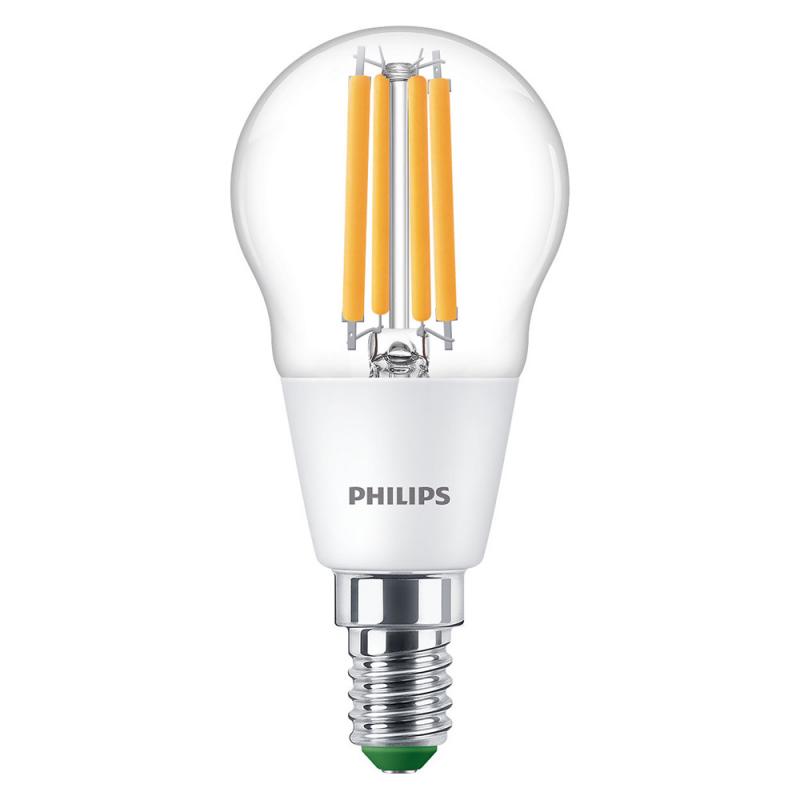 Besonders effiziente PHILIPS E14 LED Filament Tropfenlampe 2,3W = 40W 2700K warmweißes Licht - Beste Energie Effizienz Klasse