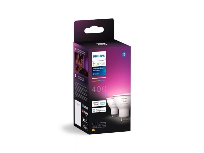 2er Pack Philips Hue White & Color Ambiance GU10 LED Reflektoren 4,2W wie 35W dimmbar Bluetooth- und ZigBee-Steuerung RGBW