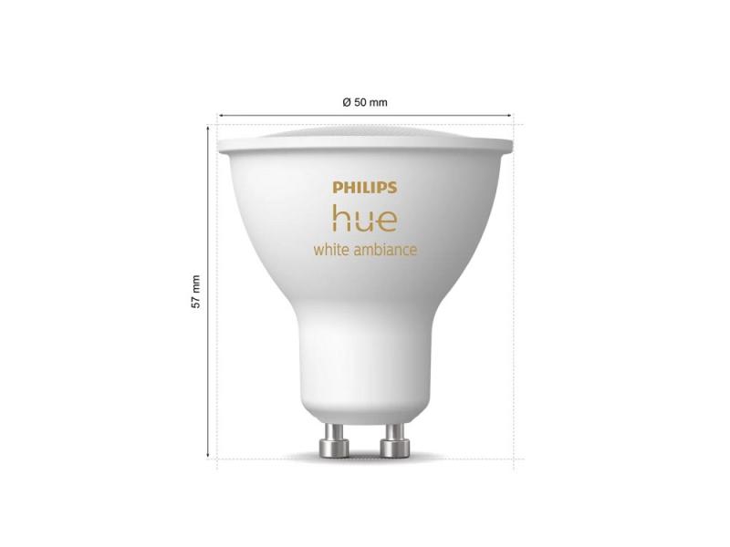 Philips Hue White Ambiance GU10 LED Spot 4,2W wie 35W dimmbar Bluetooth- und ZigBee-Steuerung