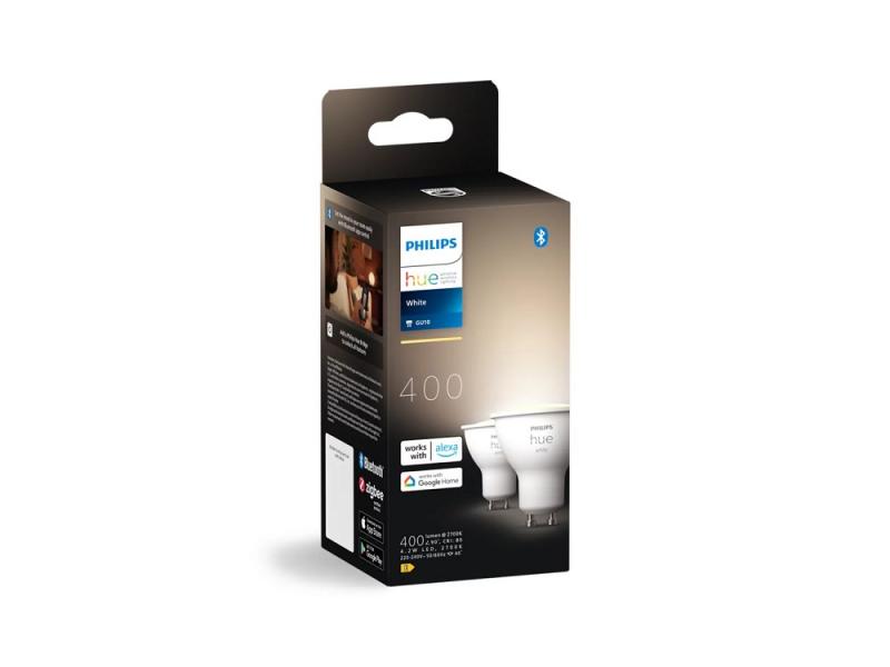 2er Pack Philips Hue GU10 LED Strahler 4,2W warmweiß Bluetooth- und ZigBee-Steuerung