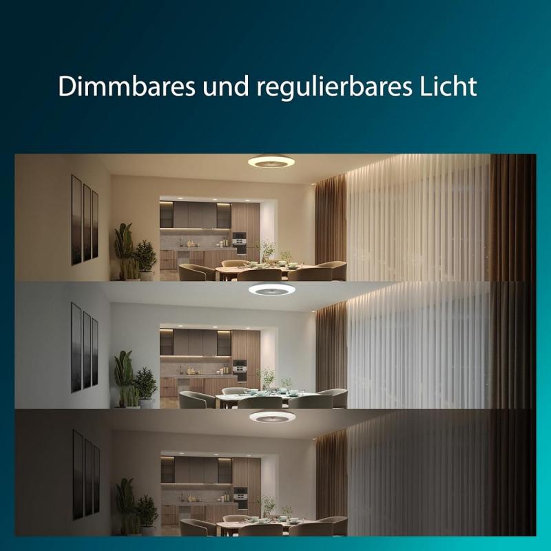 Philips Amigo Deckenventilator mit LED-Beleuchtung 25W+60W, Durchmesser 58cm, rund, inkl. Fernbedienung