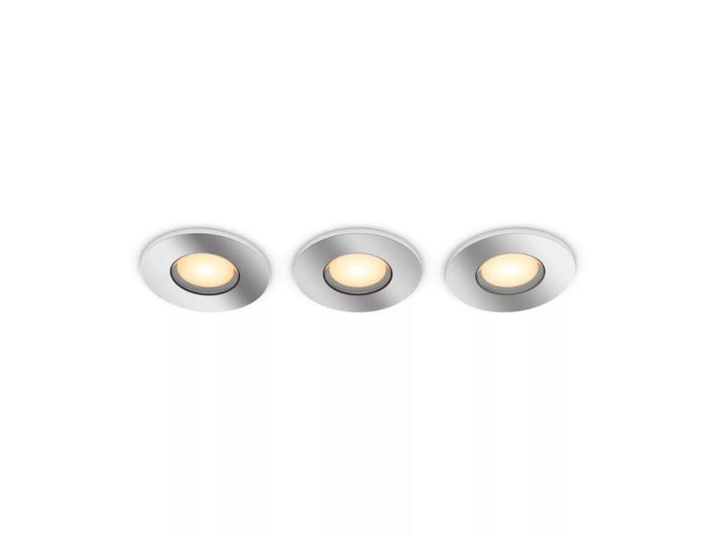 3er Set Philips Hue White Ambiance LED Einbauleuchten Adore in Chrom mit Dimmschalter für Bluetooth & ZigBee IP44 Bad geeignet