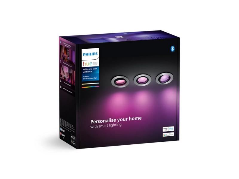 Philips Hue White & Color Ambiance Centura Einbauspot 3er Set schwenkbar in Silber IP20