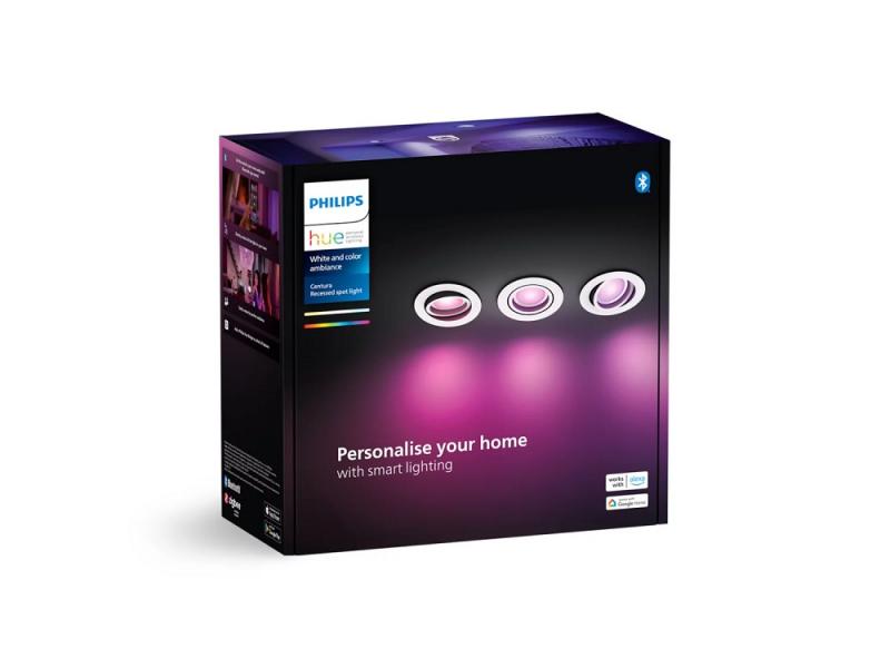 Philips Hue White & Color Ambiance Centura Einbauspot 3er Set schwenkbar in weiß IP20