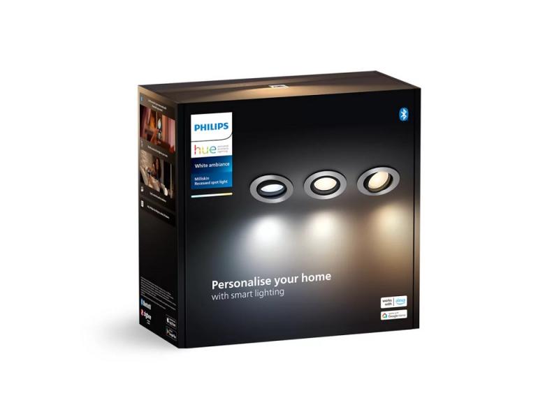 Philips Hue White Ambiance Einbauspot 3er Set schwenkbar in Aluminium IP20