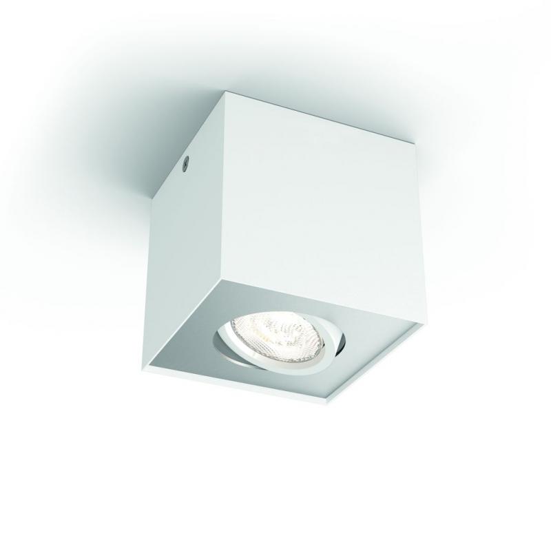 Puristischer Philips myLiving Box LED Deckenstrahler schwenkbar Warm Glow in Weiß