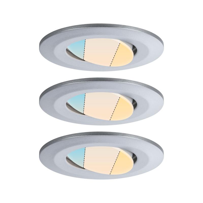 Paulmann 93095 3er-Set HomeSpa LED Einbauleuchte Calla schwenkbar staubdicht Strahlwasser geschützt rund 90mm 30° 5W White Switch Chrom matt