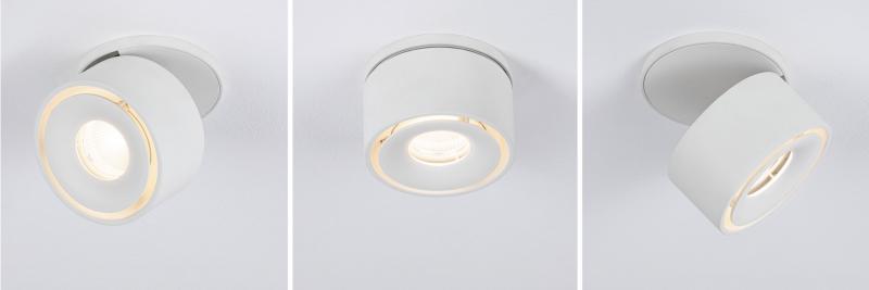 Schwenkbarer LED- Deckenstrahler Spircle 8W 36° 3000K 230/40V Weiß matt/Alu Paulmann 93372