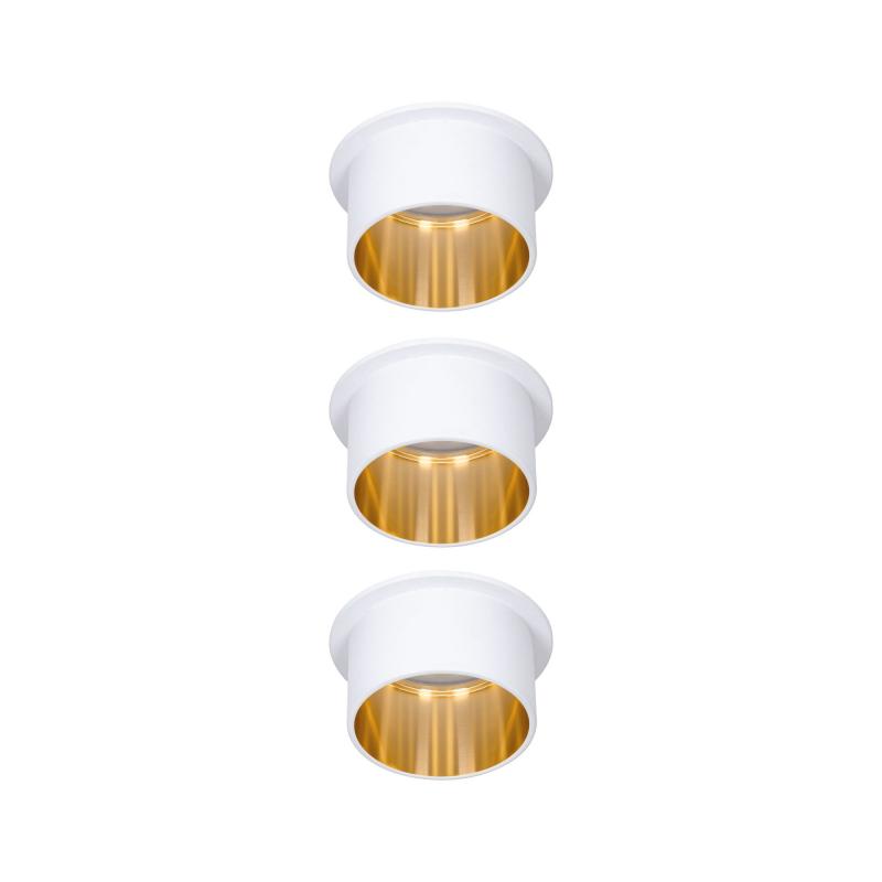 3er LED Einbaustrahler Gil Coin 3Step Dimmbar 3x6W 2700K 230V weiß matt/gold Alu Paulmann 93381