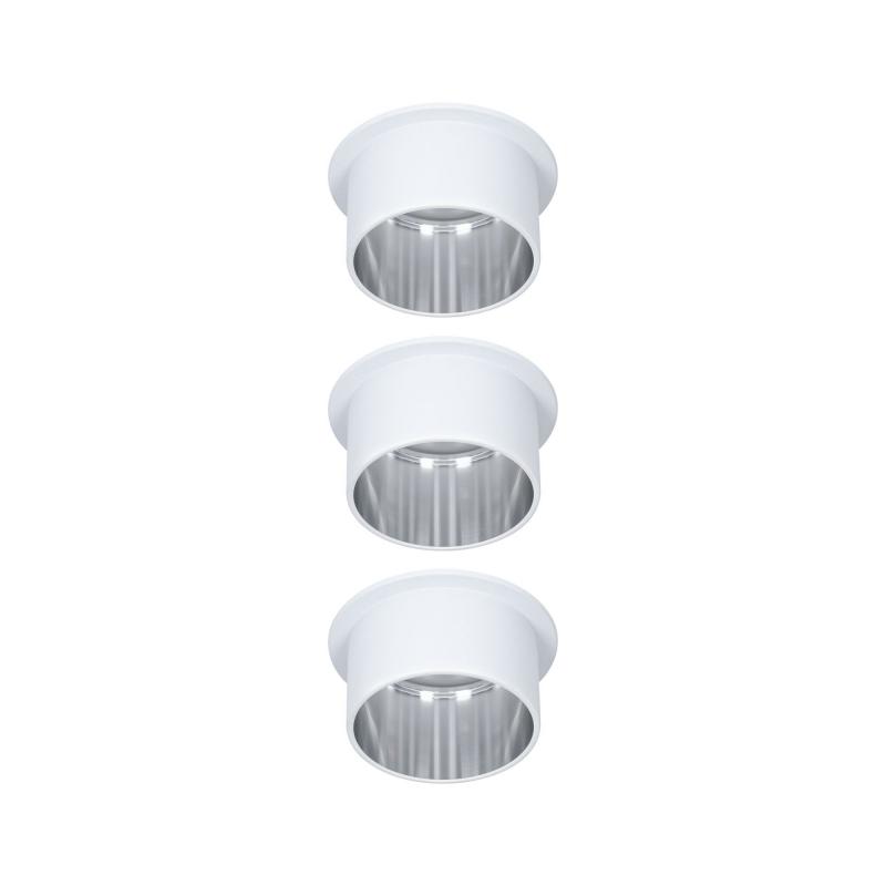 3 dimmbare LED Einbaulampen Paulmann 93385 Gil Coin 3Step-Dim 3x6W 2700K 230V weiß matt/eisen Alu