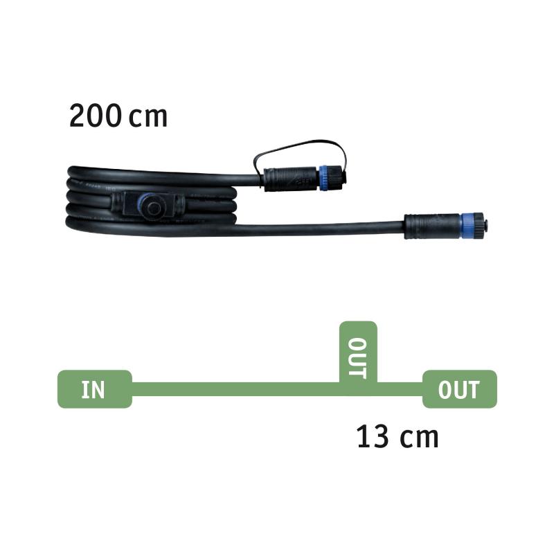 Paulmann 93926 Outdoor Plug & Shine Kabel IP68 2m 1 in-2 out 2x1.5mm² Schwarz