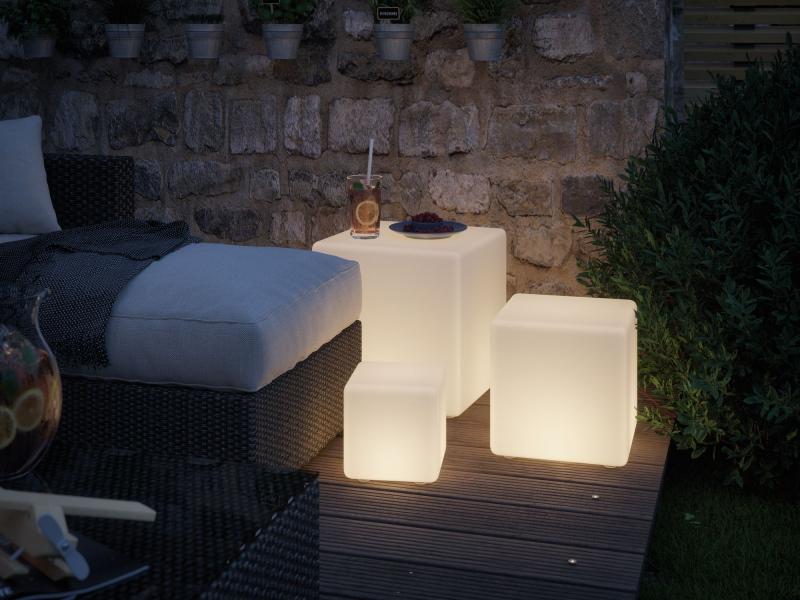 Aktion: Nur noch angezeigter Bestand verfügbar - Paulmann 94180 Outdoor Plug & Shine Lichtwürfel Cube