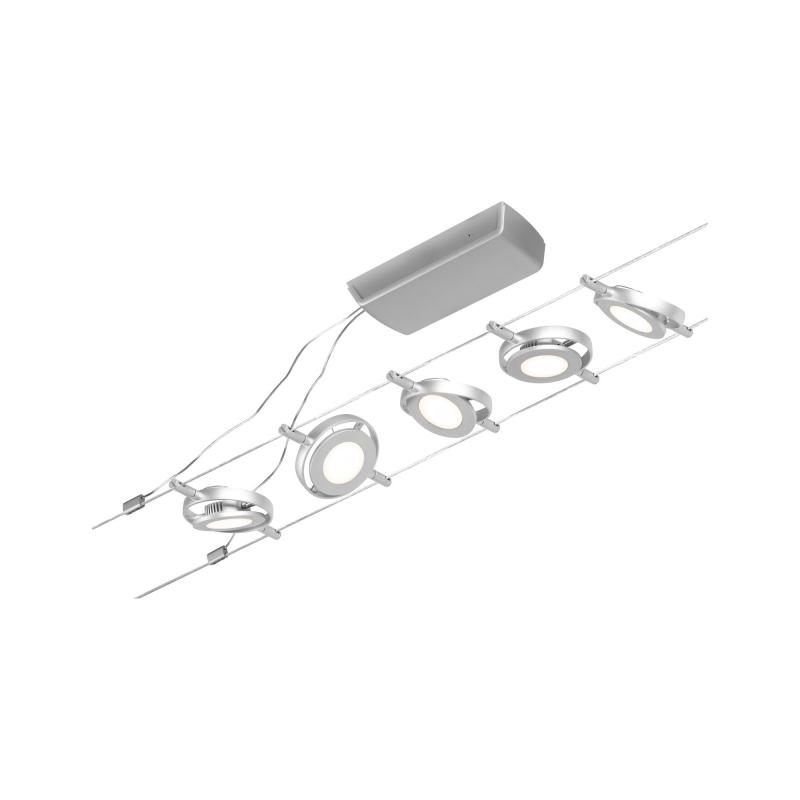 Seilsystem Set Paulmann 94414 Wire RoundMac 5x4,5W mattiertes Chrom 12V DC 60VA Metall 3000K