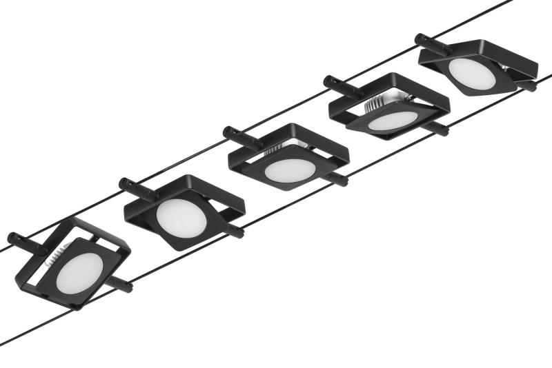 Seilsystem MacLED Paulmann 94424 5x4,5W Leuchtspots Schwarz matt/Chrom 12V DC 60VA Metall 3000K