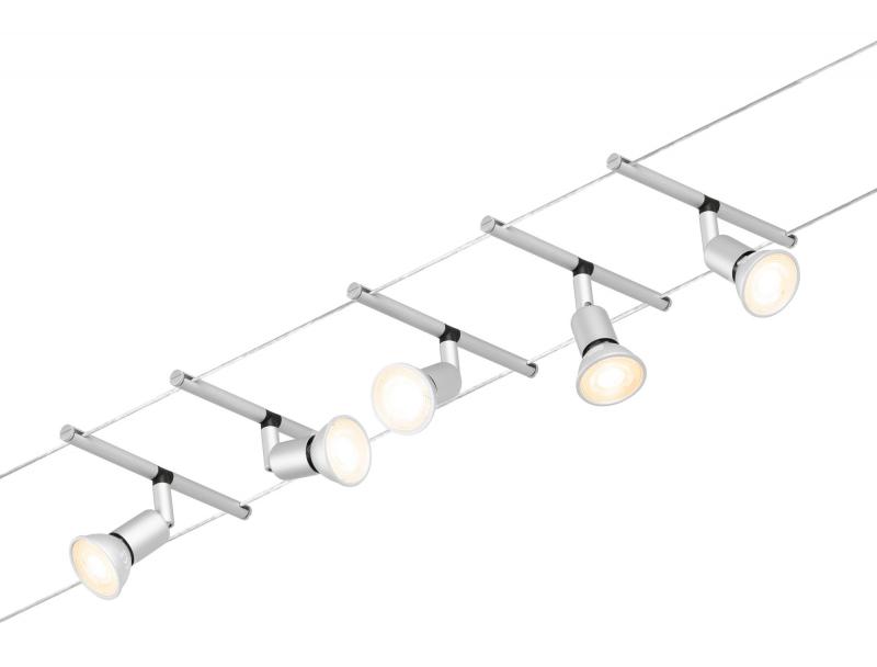 Seilsystem Set Paulmann 94442 Salt für 5 x GU5,3 Leuchtmittel Chrom matt 12V Kunststoff Metall