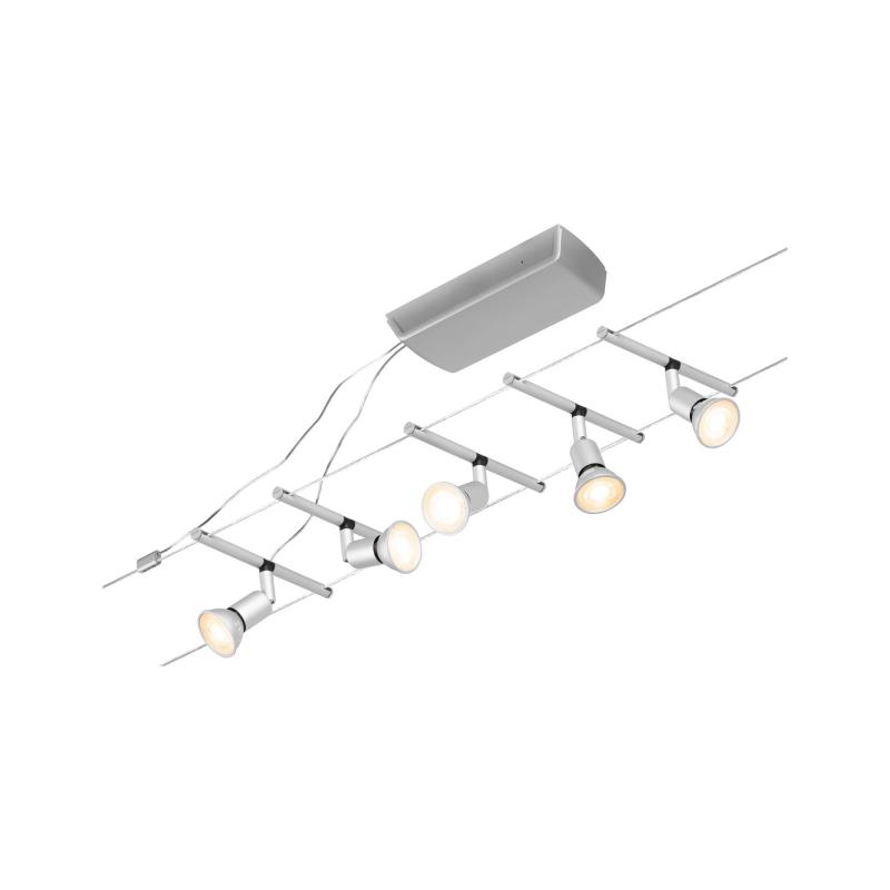 Seilsystem Set Paulmann 94442 Salt für 5 x GU5,3 Leuchtmittel Chrom matt 12V Kunststoff Metall