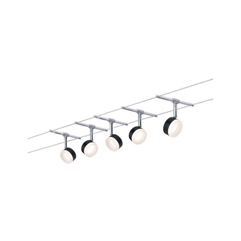 LED-Seilsystem 5-flammig Paulmann ClearLED GU5.3 Schwarz/Chrom 94457