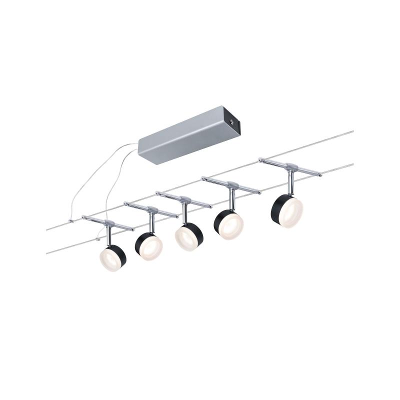 LED-Seilsystem 5-flammig Paulmann ClearLED GU5.3 Schwarz/Chrom 94457