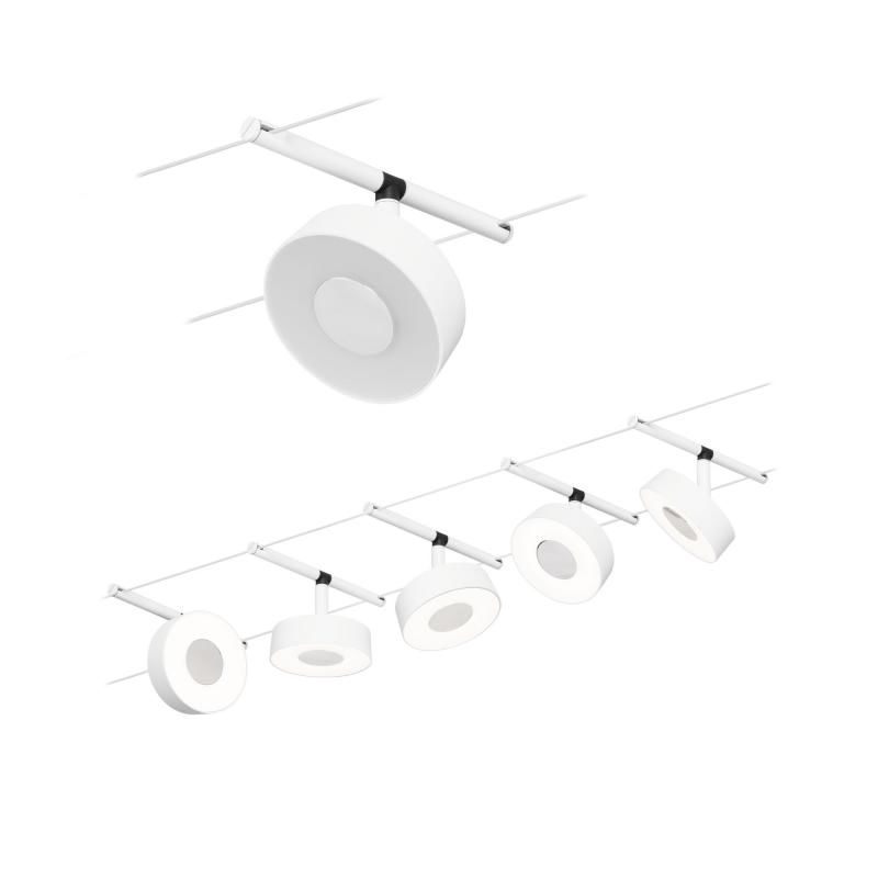 Paulmann 94477 Basiset Seilsystem Circle 5x5Wmatt Chrom 230V/12V DC warmweiß