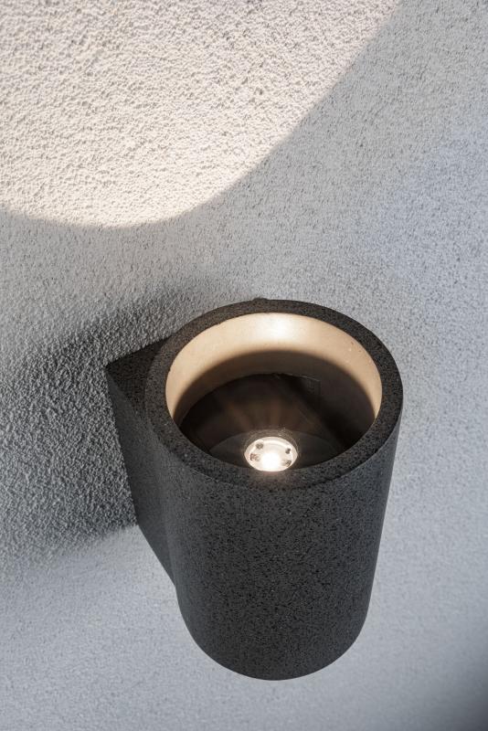 Paulmann Beton LED Außen Wandleuchte Concrea IP44 black warmweißes blendfreies Licht 94500