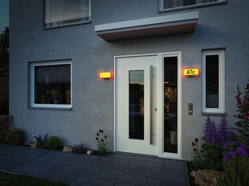 Paulmann 94508 LED Hausnummernleuchte Smart Home Zigbee Sheera Sensor IP44 Regenbogen/ Weiß+ 6,5W Anthrazit