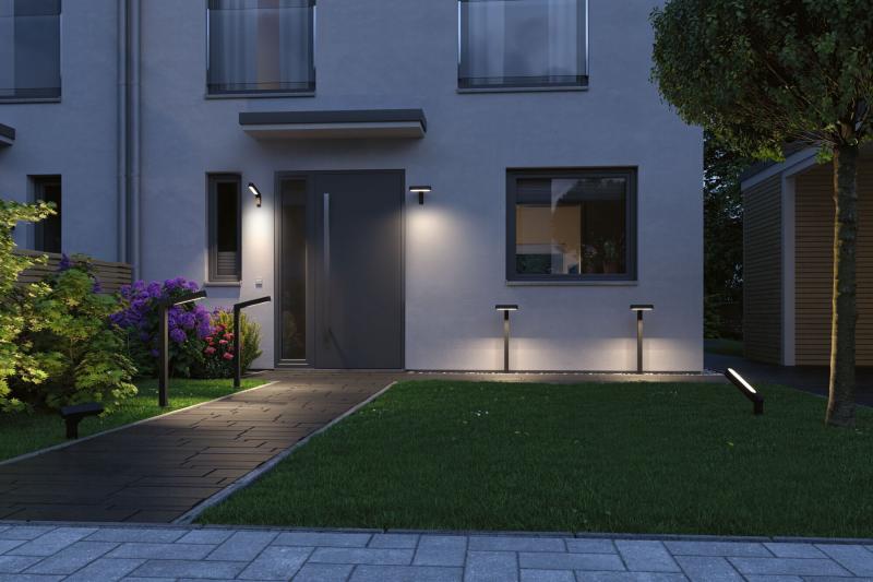 Paulmann 94549 House LED Außenwandleuchte Ito Bewegungsmelder IP44 warmweiß 6W Anthrazit Metall/Kunststoff